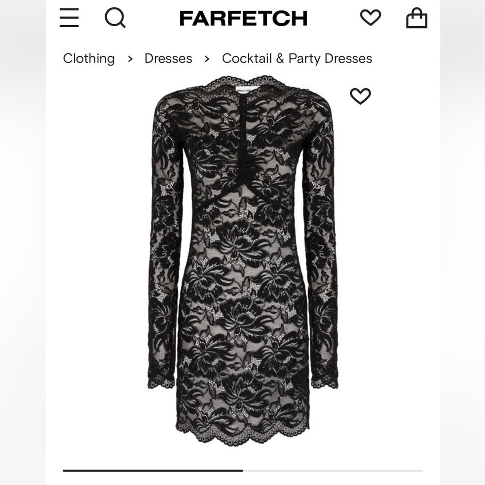 Paco Rabanne Black Lace Long Sleeve Dress